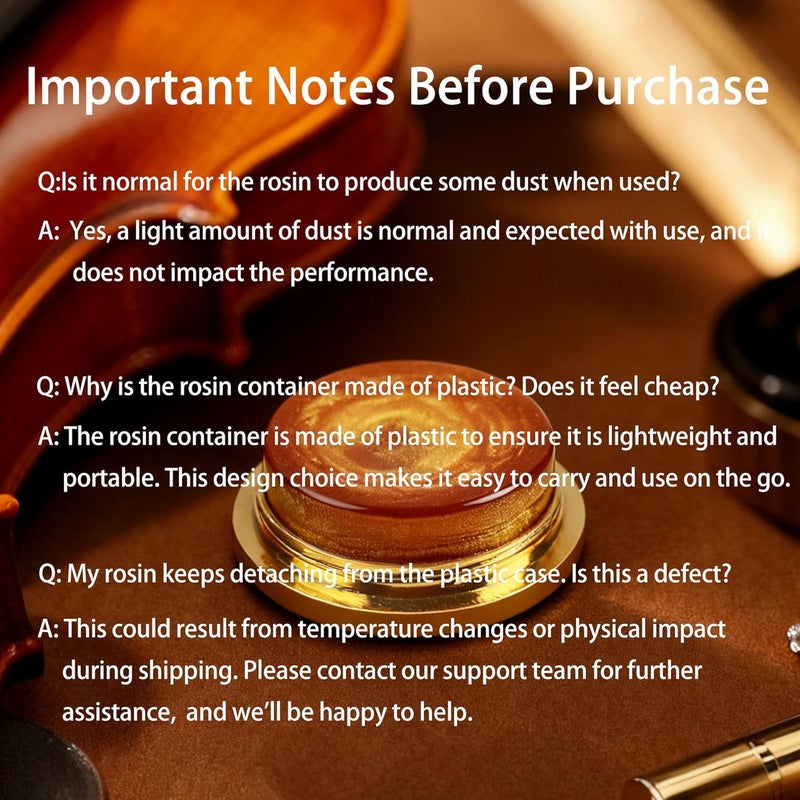 DDFFEJRE Violin Rosin,Cello Rosin,Gold-infused Round Natural Rosin with Light Low Dust,Excellent Grip,Protective Case for Violin,Viola,Cello(1- Pack Gold) - Image 3